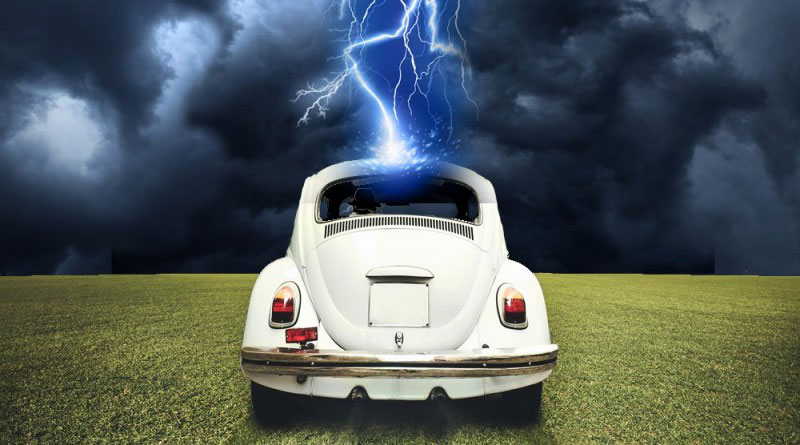 Car struck by lightning 1